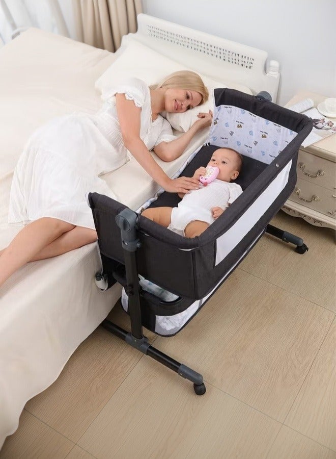 والالا سرير أطفال قابل للطي بجانب السرير سرير أطفال قابل للطي ومحمول وسرير أطفال للسفر مع شبكة قابلة للتنفس وقابلة للتعديل وفرشة رمادية - Image 1